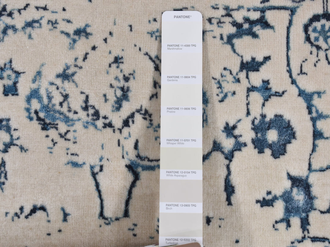 9'0" x 12'1" New Hand Knotted Ivory Wool Rectangle Oriental Rug - MOA10287062
