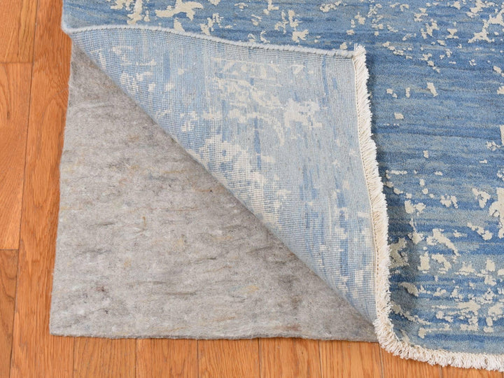 9'2" x 12'1" New Hand Knotted Blue Wool & Silk Rectangle Oriental Rug - MOA10287063