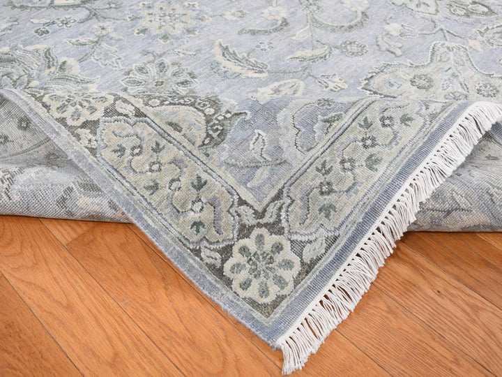 9'0" x 12'0" New Hand Knotted Grey Wool & Silk Rectangle Oriental Rug - MOA10287065