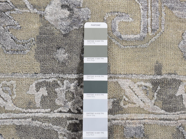 9'0" x 11'10" New Hand Knotted Grey Wool & Silk Rectangle Oriental Rug - MOA10287068