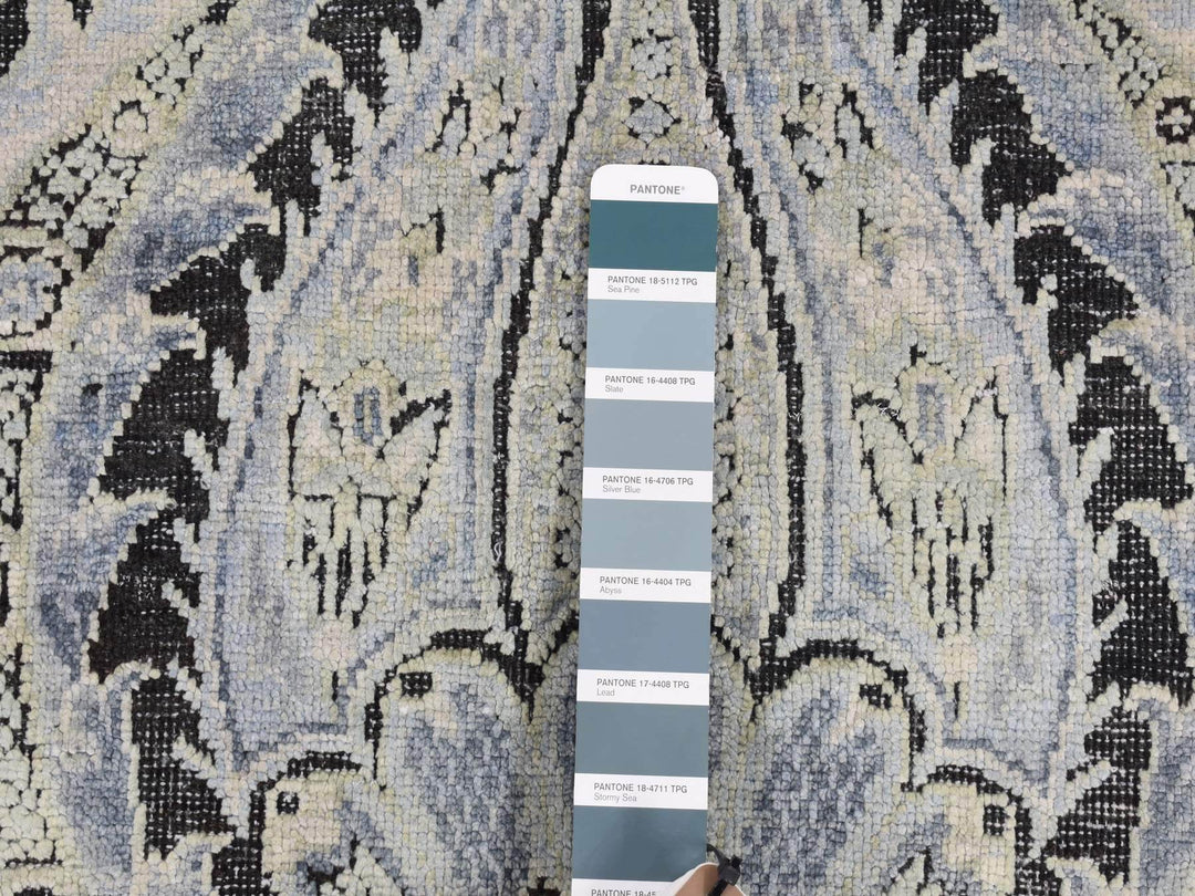 9'0" x 12'2" New Hand Knotted Grey Wool & Silk Rectangle Oriental Rug - MOA10287072