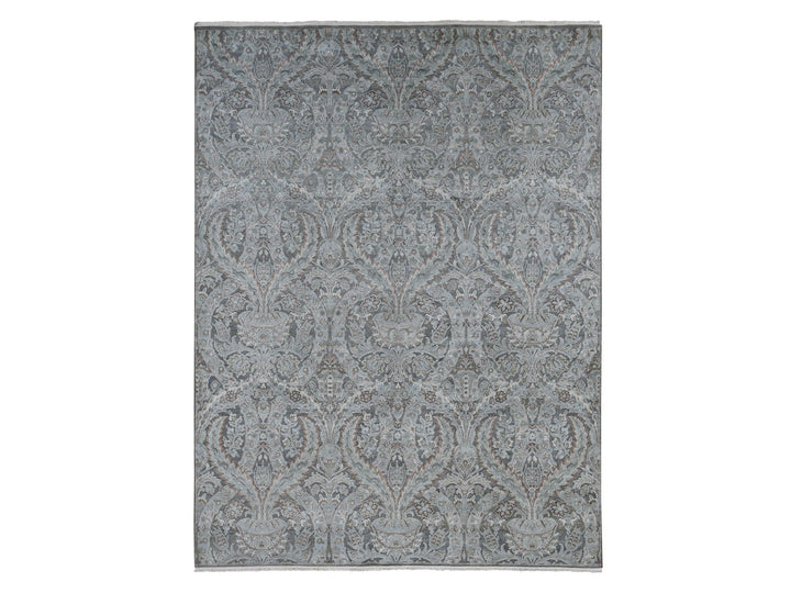 9'0" x 12'2" New Hand Knotted Grey Wool Rectangle Oriental Rug - MOA10287073