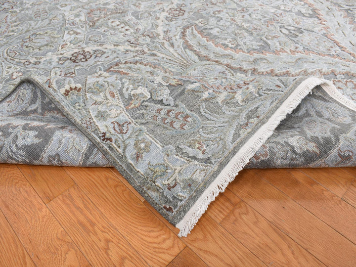 9'0" x 12'2" New Hand Knotted Grey Wool Rectangle Oriental Rug - MOA10287073