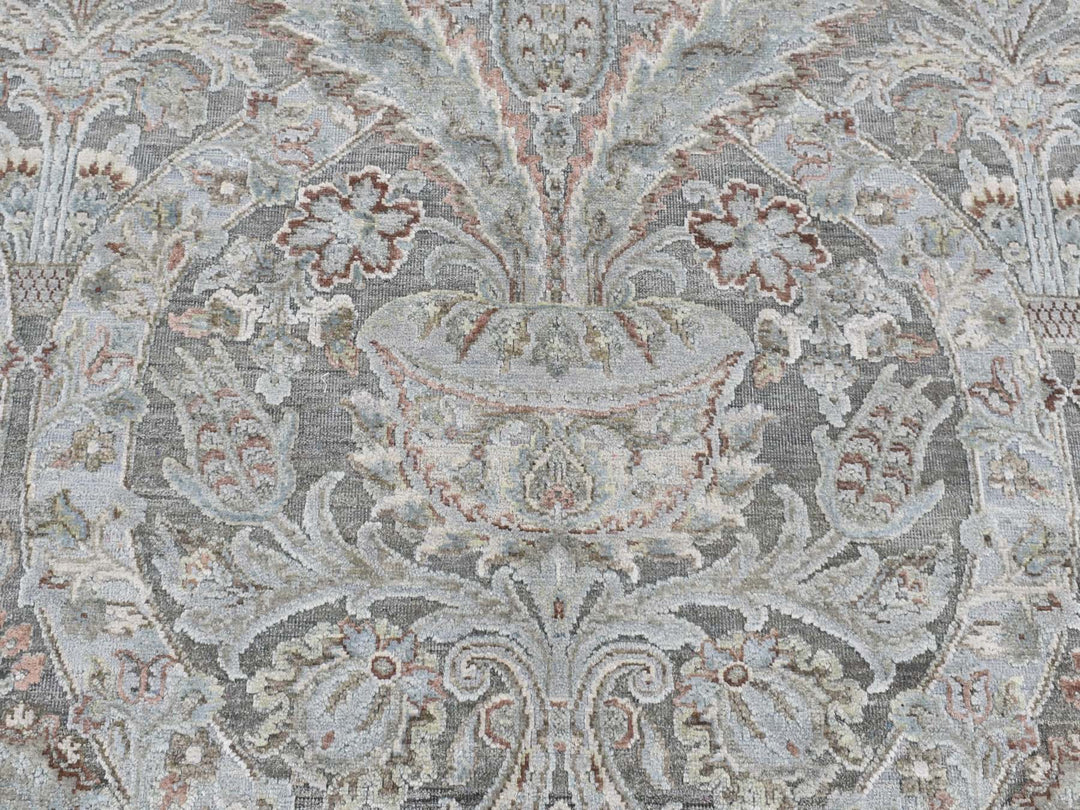 9'0" x 12'2" New Hand Knotted Grey Wool Rectangle Oriental Rug - MOA10287073