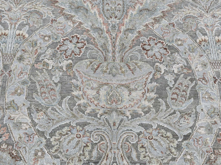 9'0" x 12'2" New Hand Knotted Grey Wool Rectangle Oriental Rug - MOA10287073