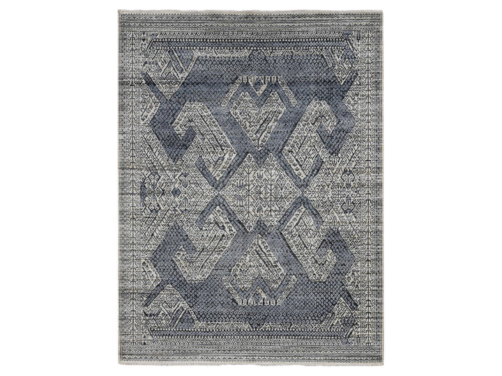 9'0" x 12'3" New Hand Knotted Ivory Wool & Silk Rectangle Oriental Rug - MOA10287079