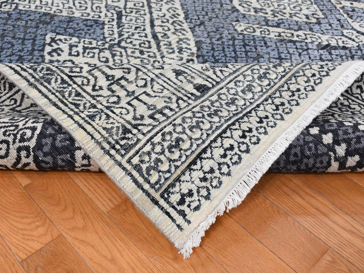 9'0" x 12'3" New Hand Knotted Ivory Wool & Silk Rectangle Oriental Rug - MOA10287079
