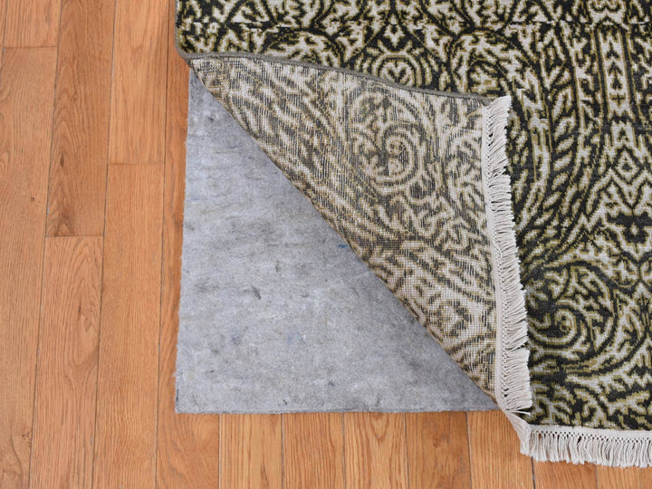 8'8" x 12'3" New Hand Knotted Grey Wool & Silk Rectangle Oriental Rug - MOA10287081