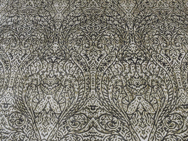 8'8" x 12'3" New Hand Knotted Grey Wool & Silk Rectangle Oriental Rug - MOA10287081