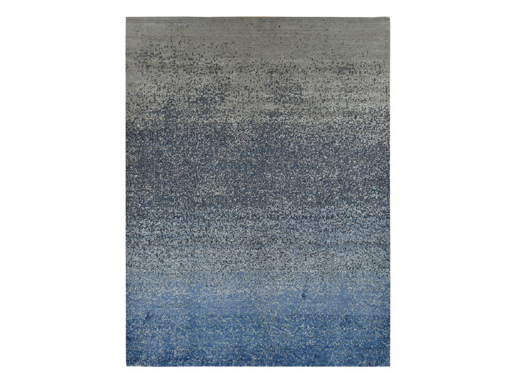 10'0" x 14'0" New Hand Knotted Blue Wool & Silk Rectangle Oriental Rug - MOA10287085