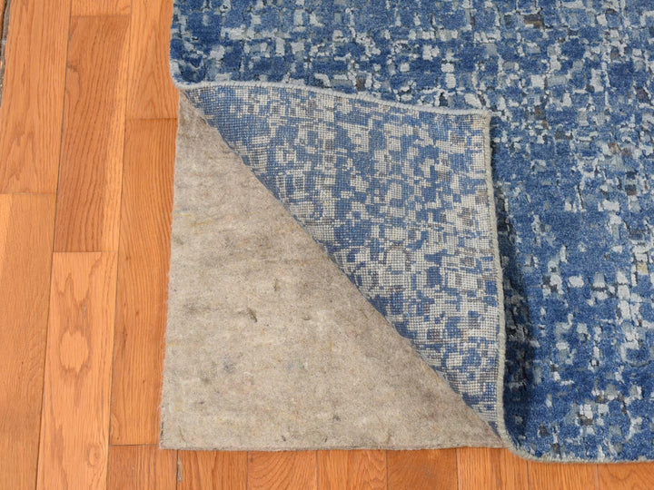 10'0" x 14'0" New Hand Knotted Blue Wool & Silk Rectangle Oriental Rug - MOA10287085