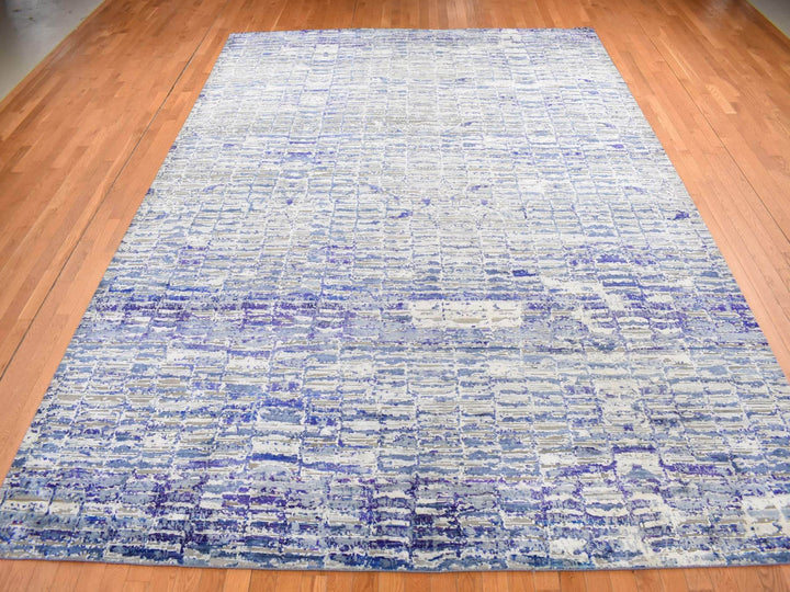 10'2" x 13'10" New Hand Knotted Purple Sari Silk Rectangle Oriental Rug - MOA10287090