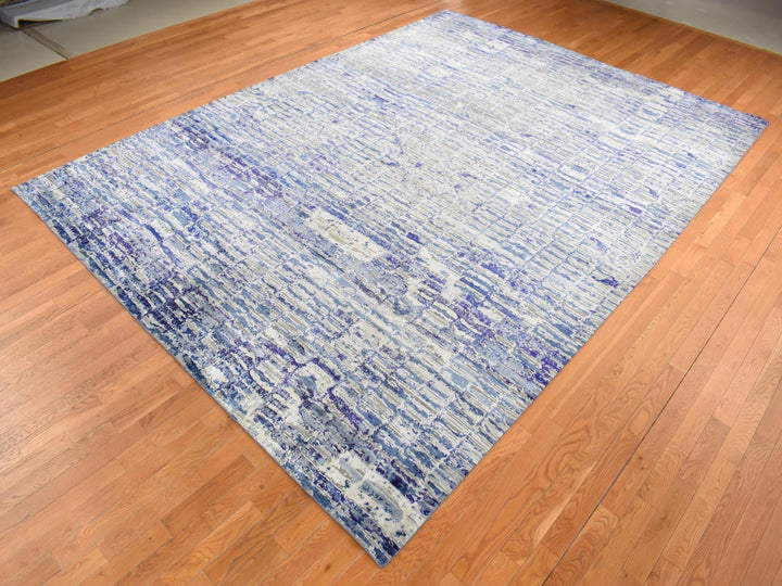 10'2" x 13'10" New Hand Knotted Purple Sari Silk Rectangle Oriental Rug - MOA10287090