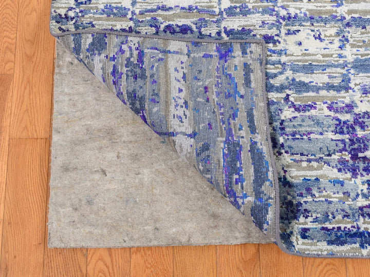 10'2" x 13'10" New Hand Knotted Purple Sari Silk Rectangle Oriental Rug - MOA10287090
