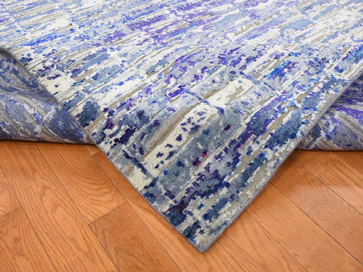 10'2" x 13'10" New Hand Knotted Purple Sari Silk Rectangle Oriental Rug - MOA10287090