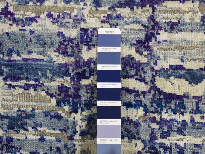 10'2" x 13'10" New Hand Knotted Purple Sari Silk Rectangle Oriental Rug - MOA10287090
