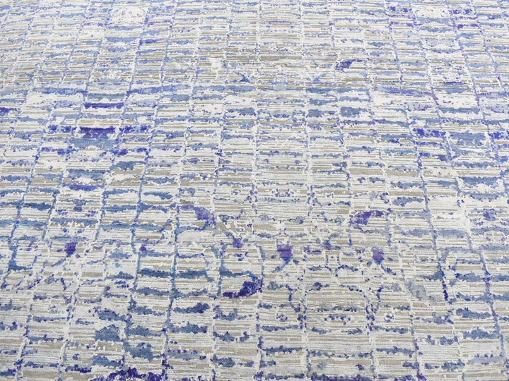 10'2" x 13'10" New Hand Knotted Purple Sari Silk Rectangle Oriental Rug - MOA10287090