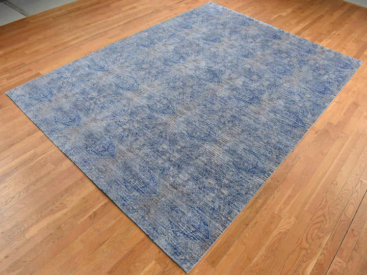9'0" x 12'0" New Hand Knotted Grey Wool & Silk Rectangle Oriental Rug - MOA10287095