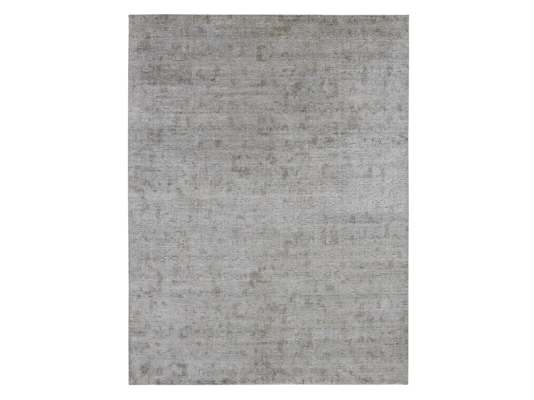 9'0" x 12'0" New Hand Knotted Grey Wool & Silk Rectangle Oriental Rug - MOA10287096