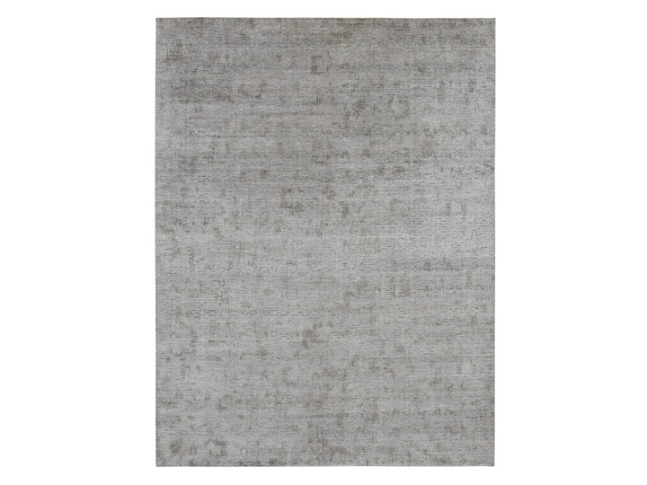 9'0" x 12'0" New Hand Knotted Grey Wool & Silk Rectangle Oriental Rug - MOA10287096