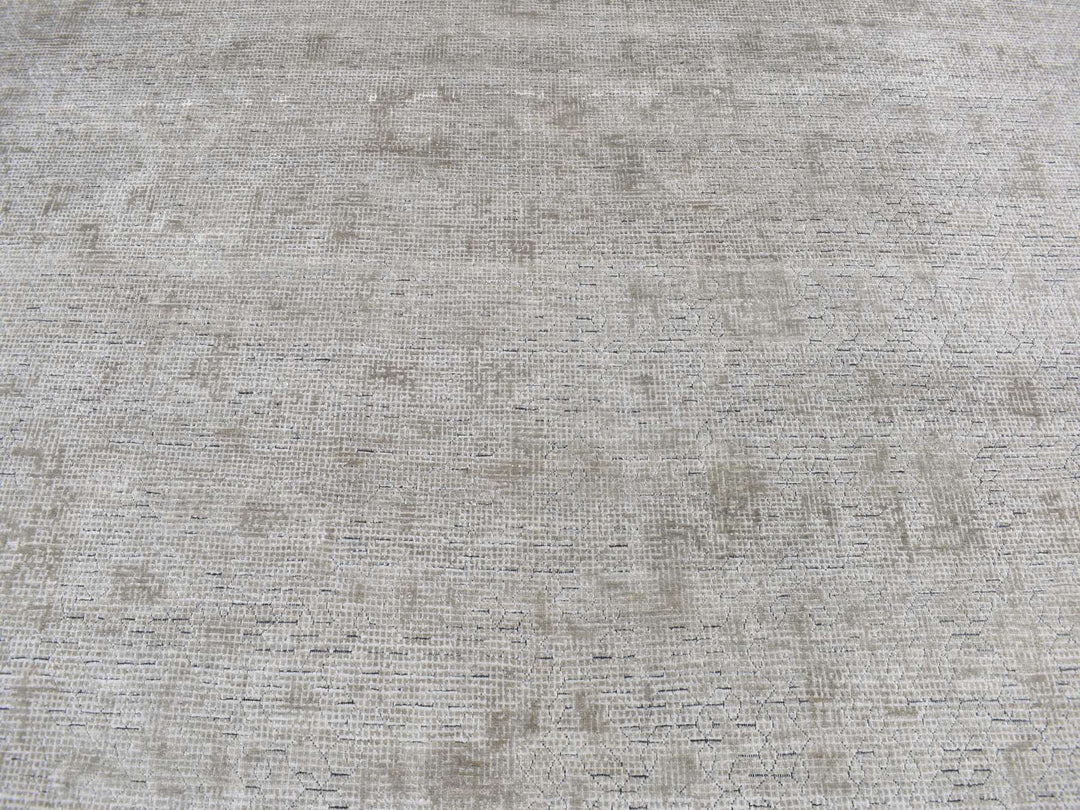 9'0" x 12'0" New Hand Knotted Grey Wool & Silk Rectangle Oriental Rug - MOA10287096