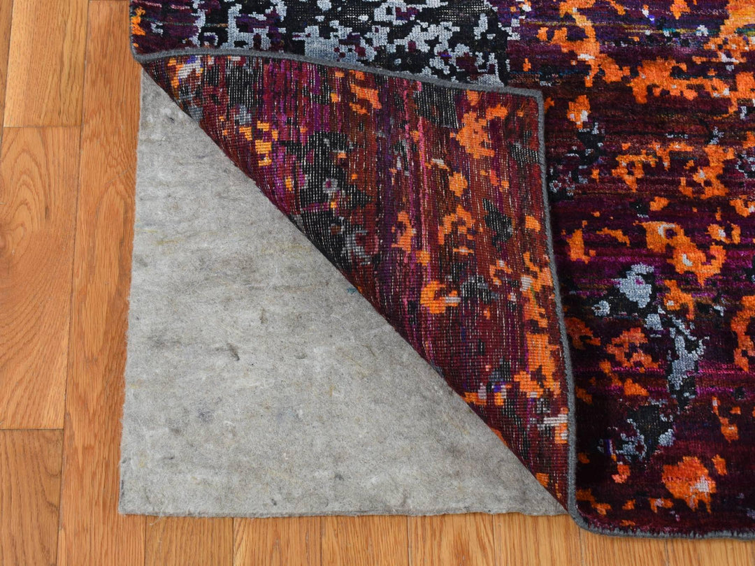 8'10" x 12'0" New Hand Knotted Blue Wool & Sari Silk Rectangle Oriental Rug - MOA10287098