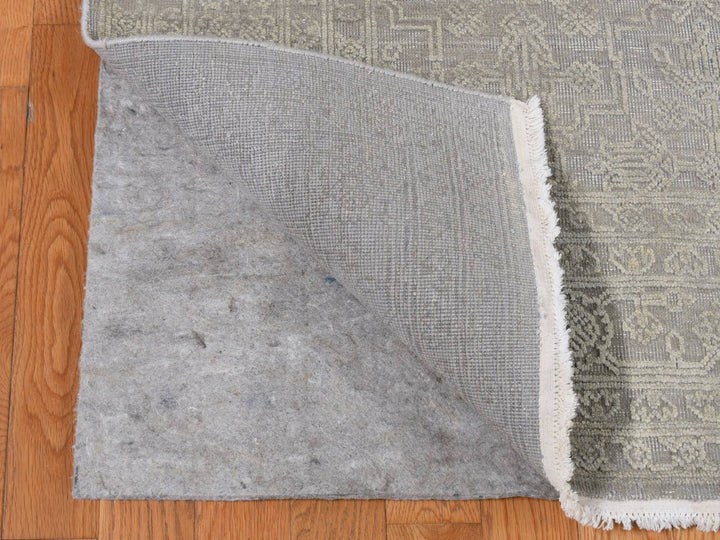 8'10" x 12'0" New Hand Knotted Grey Wool & Silk Rectangle Oriental Rug - MOA10287105
