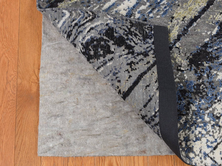9'0" x 12'1" New Hand Knotted Grey Wool & Silk Rectangle Oriental Rug - MOA10287107