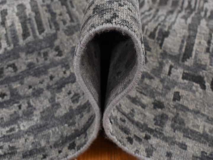 8'10" x 12'2" New Hand Knotted Grey Wool & Silk Rectangle Oriental Rug - MOA10287108