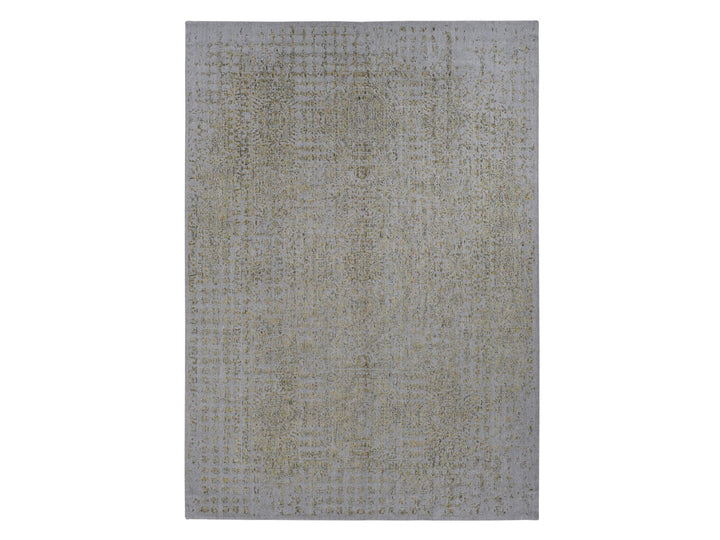 9'10" x 14'0" New Hand Loomed Grey Wool & Silk Rectangle Oriental Rug - MOA10287112