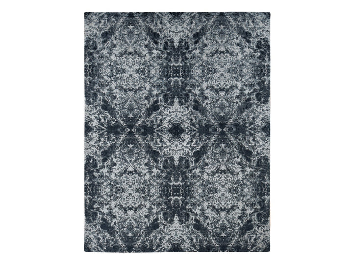 9'2" x 12'0" New Hand Knotted Black Wool & Silk Rectangle Oriental Rug - MOA10287119