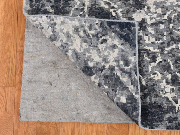 9'2" x 12'0" New Hand Knotted Black Wool & Silk Rectangle Oriental Rug - MOA10287119