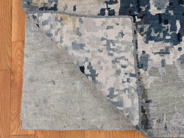 9'3" x 12'0" New Hand Knotted Grey Wool & Silk Rectangle Oriental Rug - MOA10287120