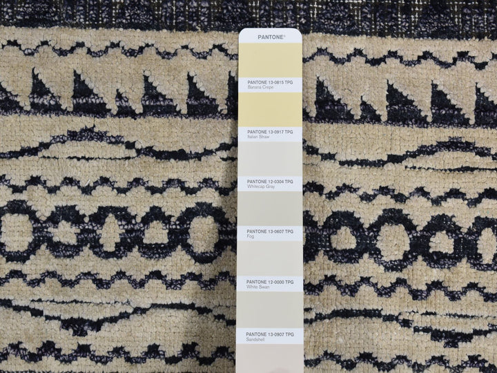 9'0" x 12'0" New Hand Knotted Grey Wool & Silk Rectangle Oriental Rug - MOA10287121