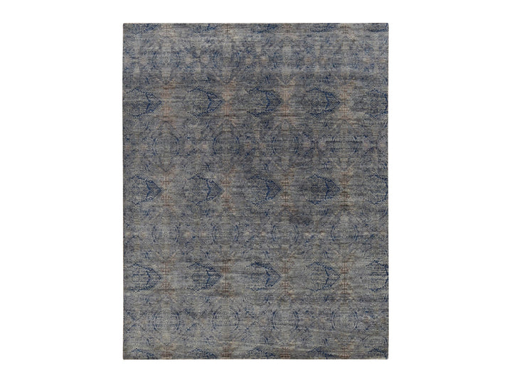 8'9" x 12'0" New Hand Knotted Blue Wool & Silk Rectangle Oriental Rug - MOA10287123