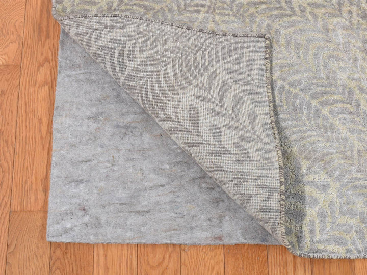 8'10" x 12'1" New Hand Knotted Grey Silk Rectangle Oriental Rug - MOA10287124
