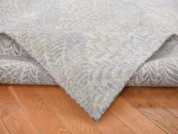 8'10" x 12'1" New Hand Knotted Grey Silk Rectangle Oriental Rug - MOA10287124