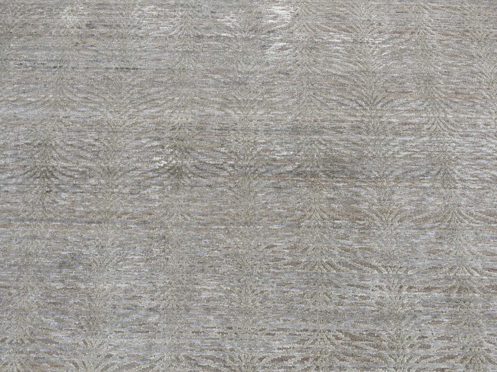 9'0" x 12'0" New Hand Knotted Green Wool & Silk Rectangle Oriental Rug - MOA10287126