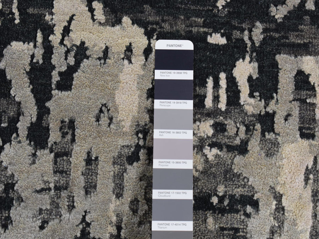 8'10" x 11'8" New Hand Knotted Grey Wool & Silk Rectangle Oriental Rug - MOA10287128