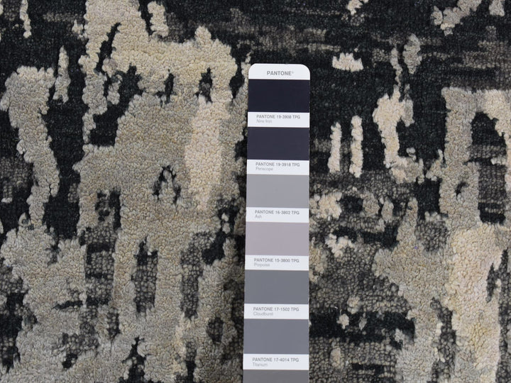 8'10" x 11'8" New Hand Knotted Grey Wool & Silk Rectangle Oriental Rug - MOA10287128