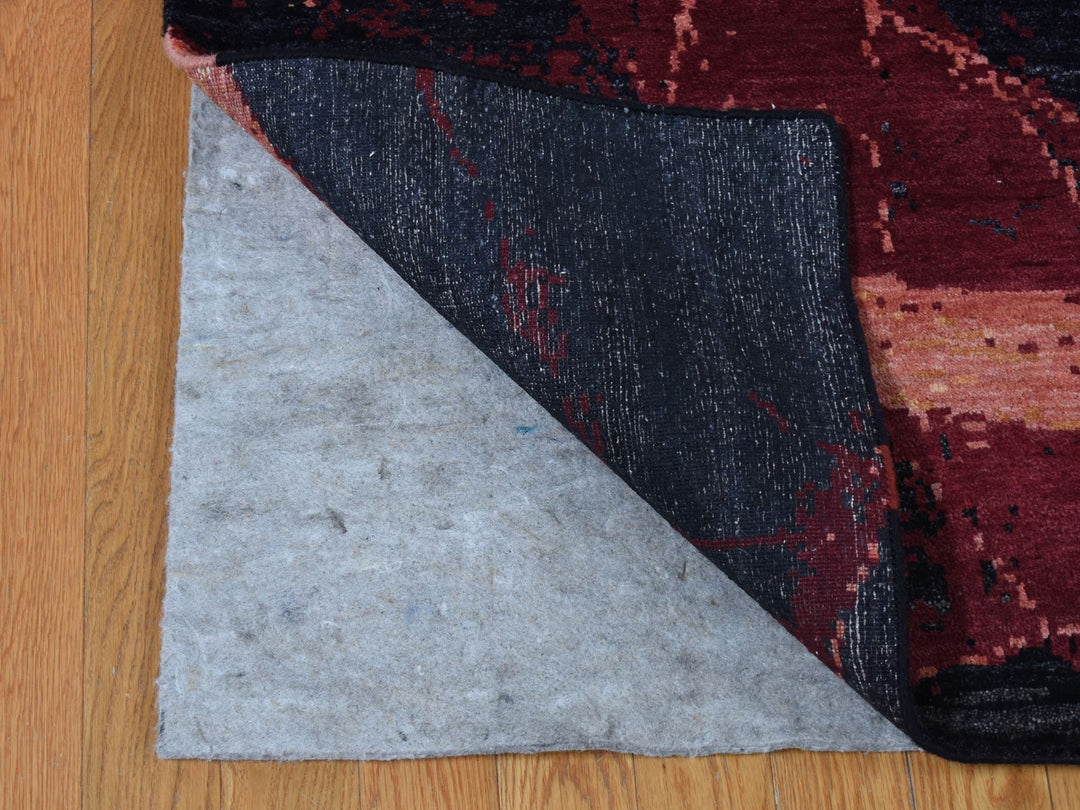 9'2" x 12'0" New Hand Knotted Red Wool & Silk Rectangle Oriental Rug - MOA10287129