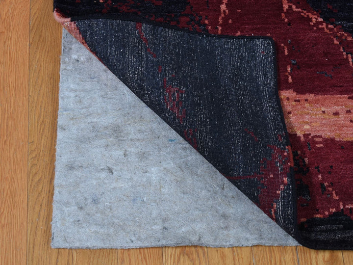 9'2" x 12'0" New Hand Knotted Red Wool & Silk Rectangle Oriental Rug - MOA10287129