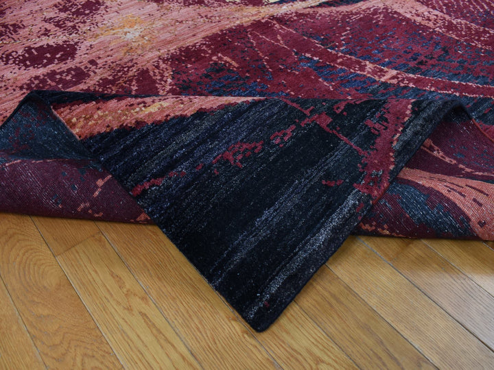 9'2" x 12'0" New Hand Knotted Red Wool & Silk Rectangle Oriental Rug - MOA10287129