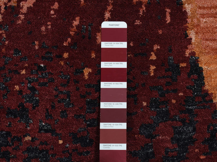 9'2" x 12'0" New Hand Knotted Red Wool & Silk Rectangle Oriental Rug - MOA10287129
