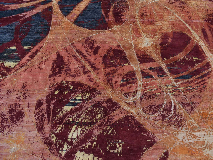 9'2" x 12'0" New Hand Knotted Red Wool & Silk Rectangle Oriental Rug - MOA10287129