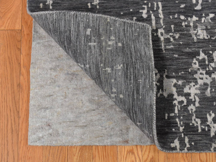 9'2" x 12'0" New Hand Knotted Grey Wool & Silk Rectangle Oriental Rug - MOA10287131