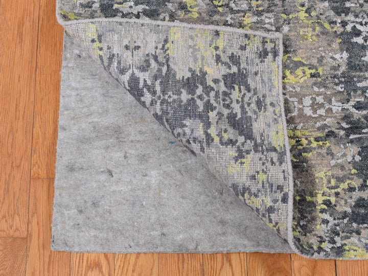 8'10" x 11'9" New Hand Knotted Yellow Wool & Silk Rectangle Oriental Rug - MOA10287132