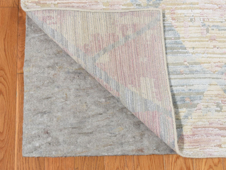 9'0" x 11'10" New Hand Knotted Yellow Wool & Silk Rectangle Oriental Rug - MOA10287133