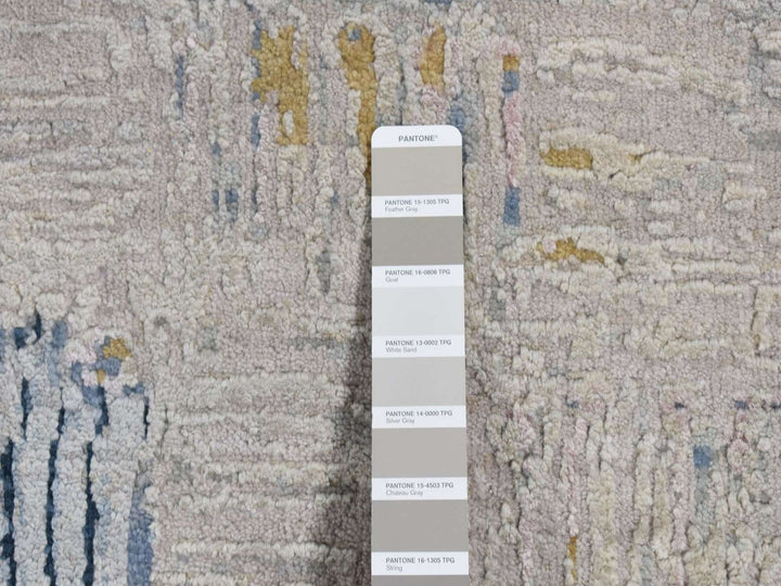 8'10" x 12'0" New Hand Knotted Grey Wool & Silk Rectangle Oriental Rug - MOA10287142