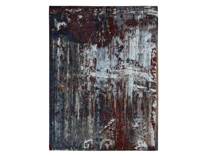 9'0" x 12'2" New Hand Knotted Red Wool & Silk Rectangle Oriental Rug - MOA10287149